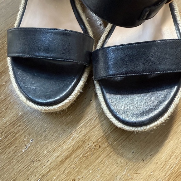 STUART WEITZMAN LEXIA BLACK LEATHER WOVEN HEEL ESPADRILLE SANDALS SIZE 10 - Picture 6 of 7